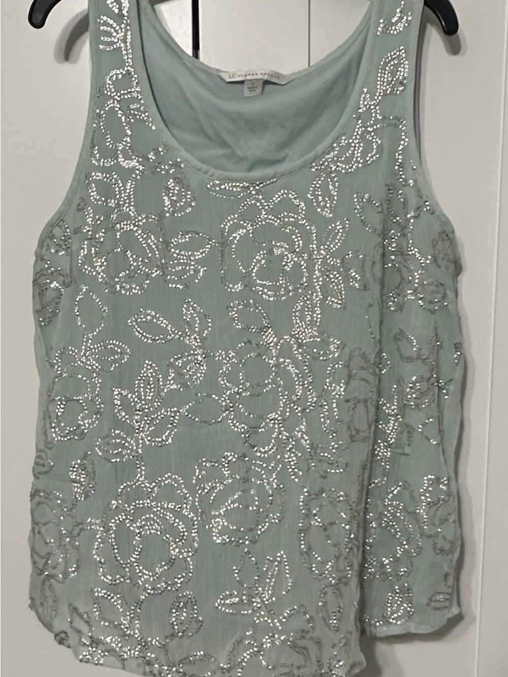 Light green Beaded Scoop Neck Tank Top